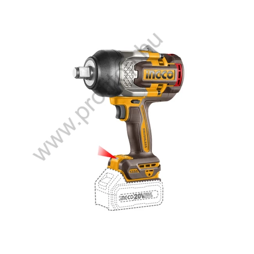 INGCO Akkus ütvecsavarozó 3/4" 1350 Nm szénkefe nélküli 20 V (akku és töltő nélkül)