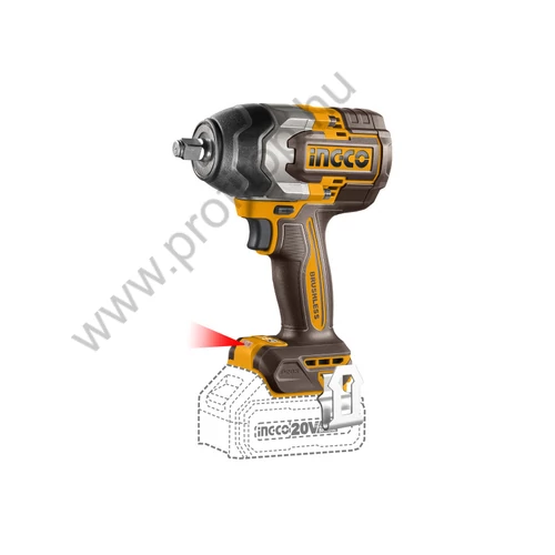 INGCO Akkus ütvecsavarozó 1/2" 850 Nm szénkefe nélküli 20 V (akku és töltő nélkül)