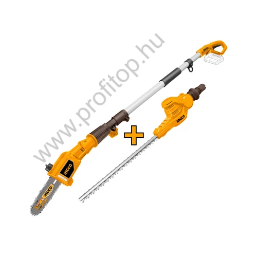 INGCO Akkus magassági sövény 460 mm és ágvágó 200 mm 0-400 mm 20 V (1 x 2,0 Ah akku + töltő)