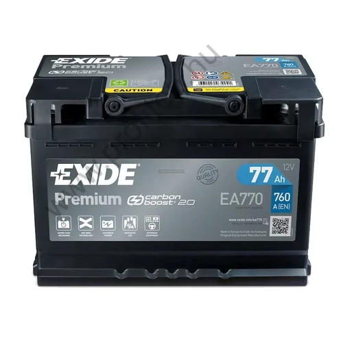EXIDE Premium 77Ah jobb+ EA770 akkumulátor