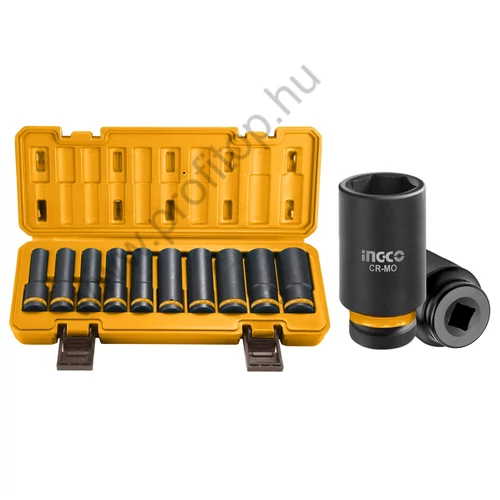 INGCO Gépi hosszú dugókulcs készlet 10 részes 1/2" 10-24 mm CrMo